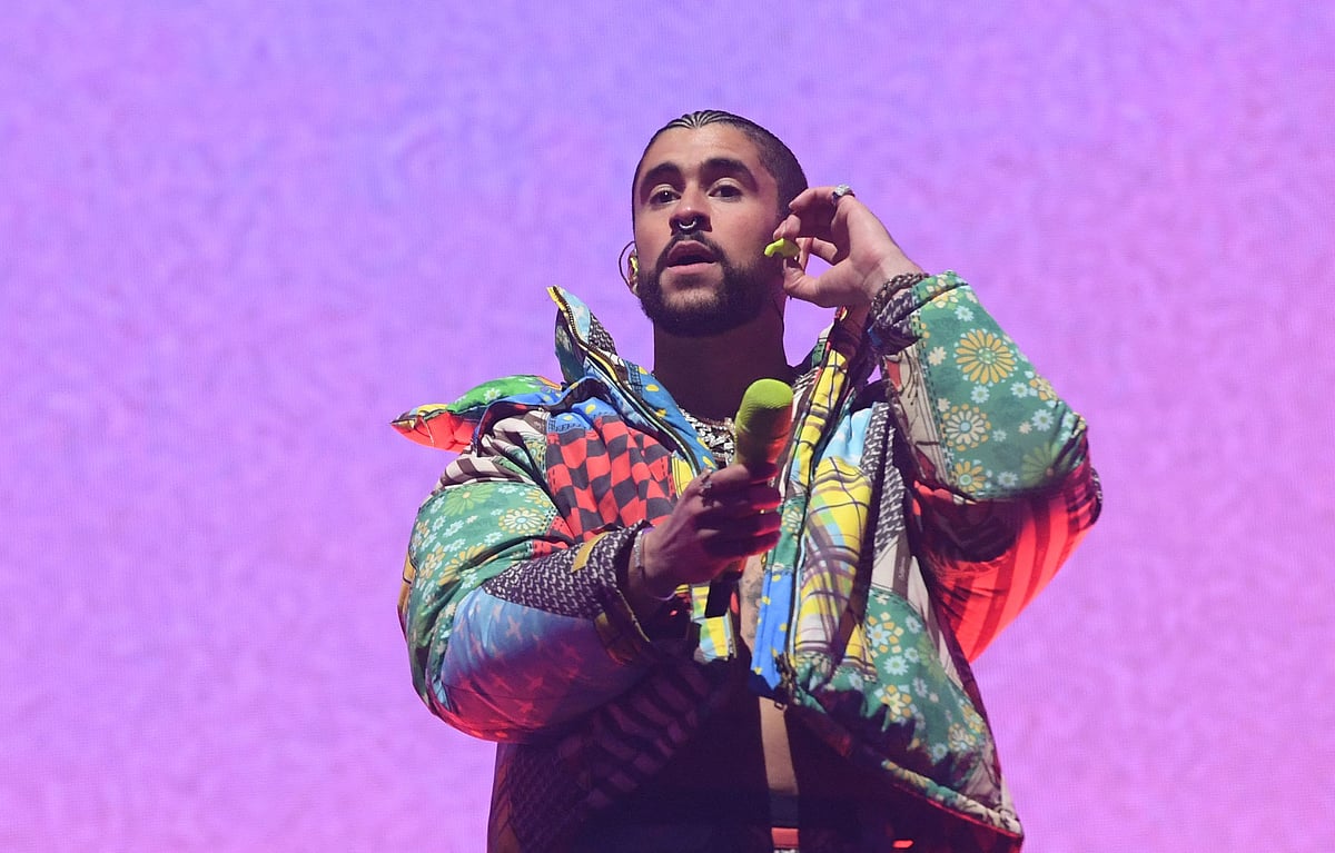 Puerto Rican singer Bad Bunny performs during the first week-end of Coachella Valley Music and Arts Festival in Indio, California, on 14 April, 2023.
