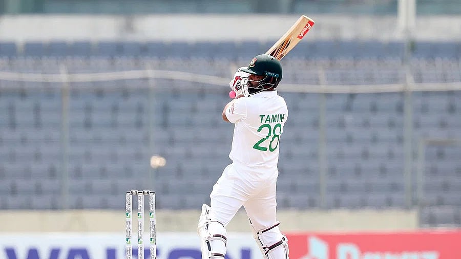 Tamim Iqbal is unbeaten on 18 at the end of the morning session of Day 4 of the lone Test between Bangladesh and Ireland at the Sher-e-Bangla National Cricket Stadium in Dhaka on 7 April 2023