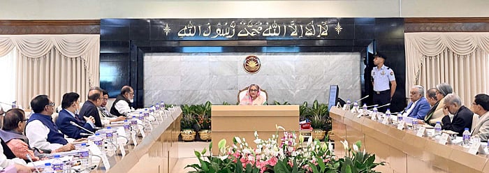 Prime Minister Sheikh Hasina addresses the cabinet in its weekly meeting on 18 May, 2023