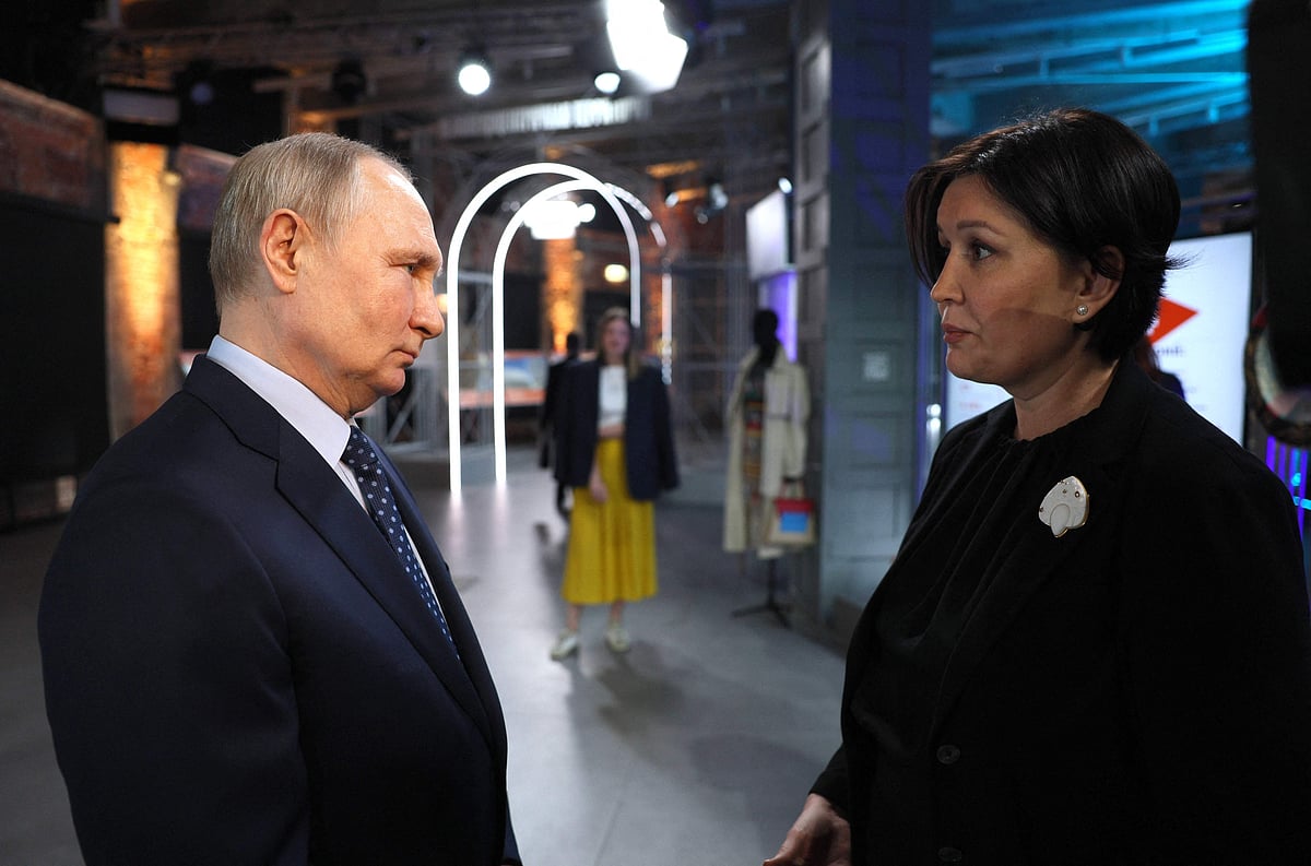 Russian President Vladimir Putin answers a question on a drone attack on Moscow and the Moscow region in Moscow on 30 May, 2023