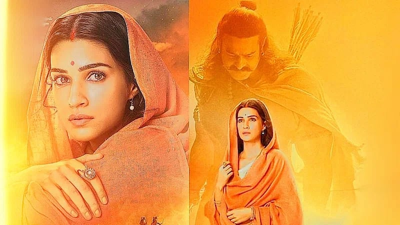 Indian actor Prabhas as Lord Ram and actress Kriti Sanon as Sita in Om Raut's film 'Adipurush'.