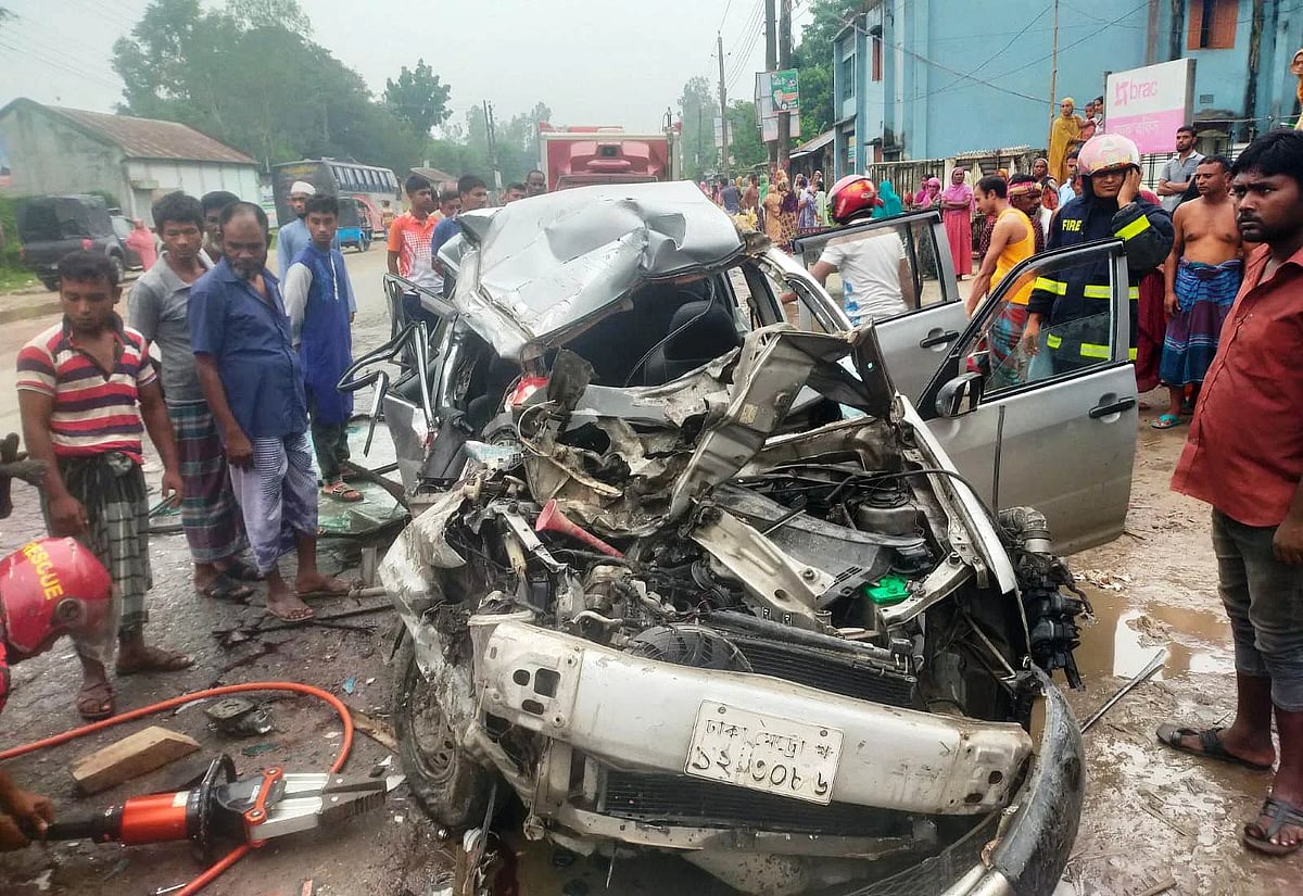 Two people were killed in a head-on collision between a bus and a private car in Gobindaganj of Gaibandha on 30 June, 2023