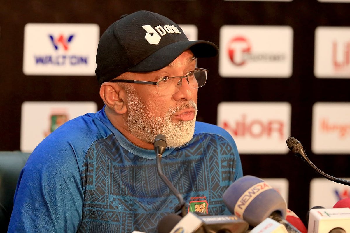 Bangladeshi head coach meets the press at Mirpur in Dhaka on Sunday