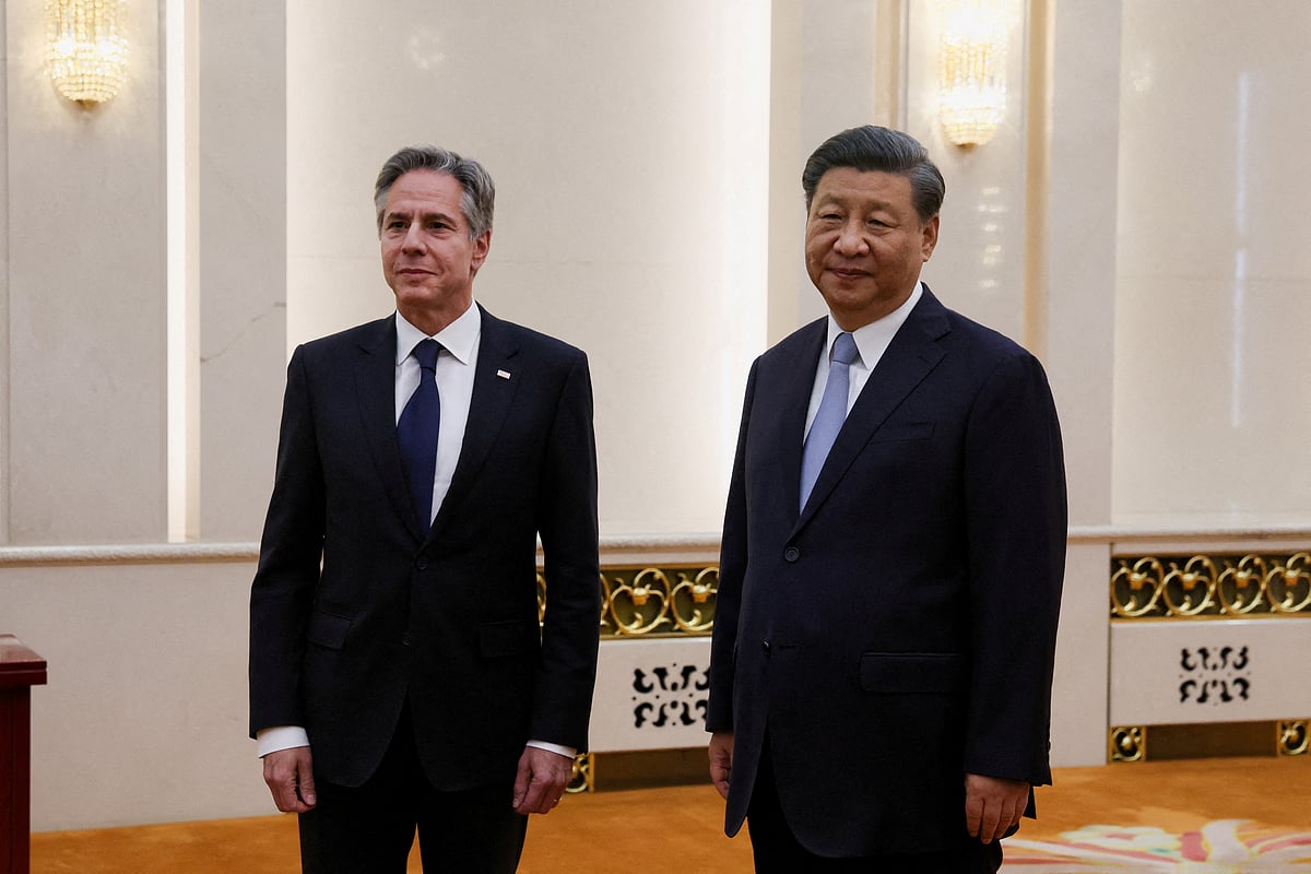 US Secretary of State Antony Blinken meets with Chinese President Xi Jinping in the Great Hall of the People in Beijing, China, June 19, 2023