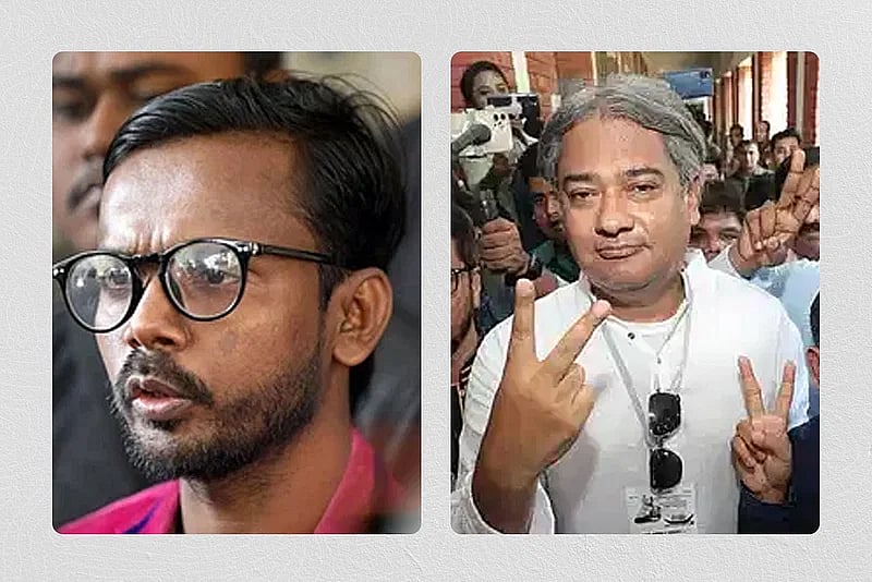 Awami League candidate Mohammad Ali Arafat (R) and independent candidate Ashraful Hossen alias Hero Alom (L)