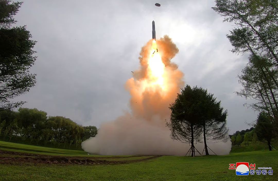 Hwasong-18 intercontinental ballistic missile is launched from an undisclosed location in North Korea in this image released by North Korea's Korean Central News Agency on 13 July, 2023.