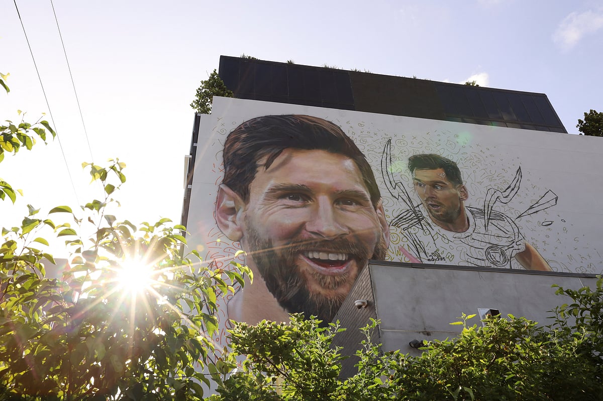 A mural with the image of Lionel Messi is seen on a residential building in the art district of Wynwood in Miami, Florida in US on 11 July 2023