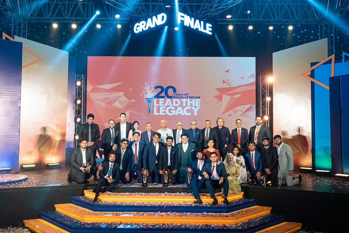 Guests pose with the winning teams at the competition on 24 August, 2023.