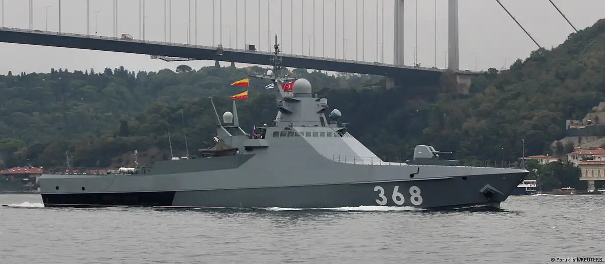 The Russian warship Vasily Bykov has reportedly fired warning fire at a cargo ship in the Black Sea