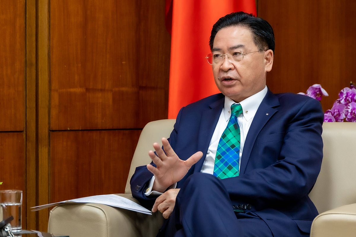 Taiwanese foreign minister Joseph Wu speaks with The Japan Times during an interview in Taipei earlier this month