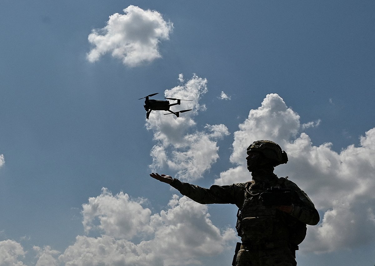 A Ukrainian serviceman of 108th separate territorial defence brigade of the Armed Forces of Ukraine launches a drone near a frontline, amid Russia's attack on Ukraine, in Zaporizhzhia region in Ukraine on 4 August, 2023