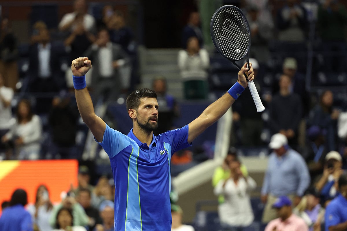 Novak Djokovic of Serbia celebrates after defeating Laslo Djere of Serbia during their Men's Singles Third Round match on Day Five of the 2023 US Open at the USTA Billie Jean King National Tennis Center on 1 September, 2023