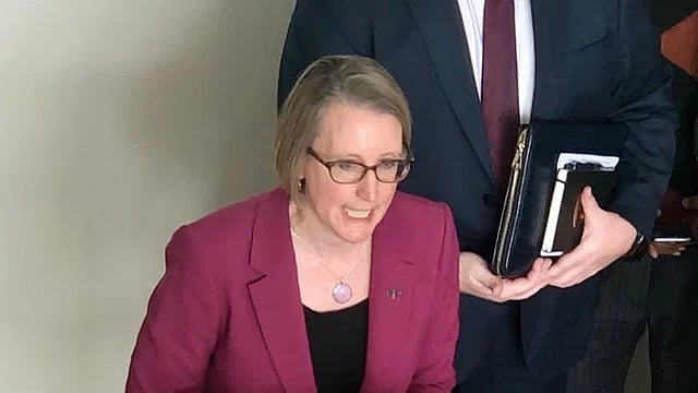 British high commissioner in Bangladesh, Sarah Cooke, speaks to the media at the foreign ministry on 24 January 2024.