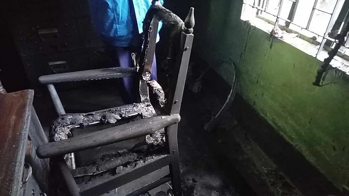 A room of the polling centre at the Jhina Government Primary School in Arani area of Rajshahi was burnt in the fire