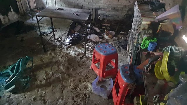 Affected room of the school where a crude bomb was reportedly exploded