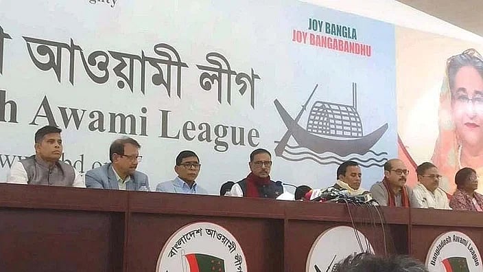 Awami League general secretary Obaidul Quader addressed the press conference at the end of the voting to the 12th parliamentary elections on Sunday