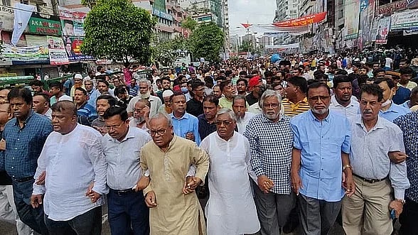 A BNP procession in the capital's Naya Paltan area.