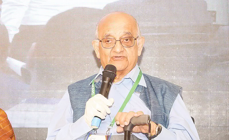 Centre for Policy Dialogue chairman and eminent economist Rehman Sobhan speaks at the 7th SANEM Annual Economists’ Conference (SAEC) organised by the private research organisation South Asian Network on Economic Modeling (SANEM) in Dhaka on 24 February 2024