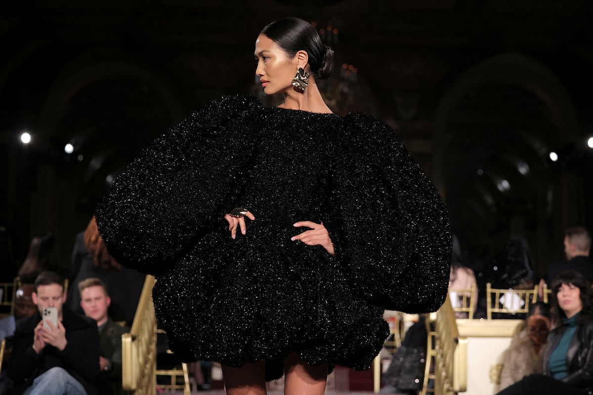 A model presents a creation at the Christian Siriano Fall/Winter 2024 collection show at New York Fashion Week, in New York City, US, 8 February, 2024.
