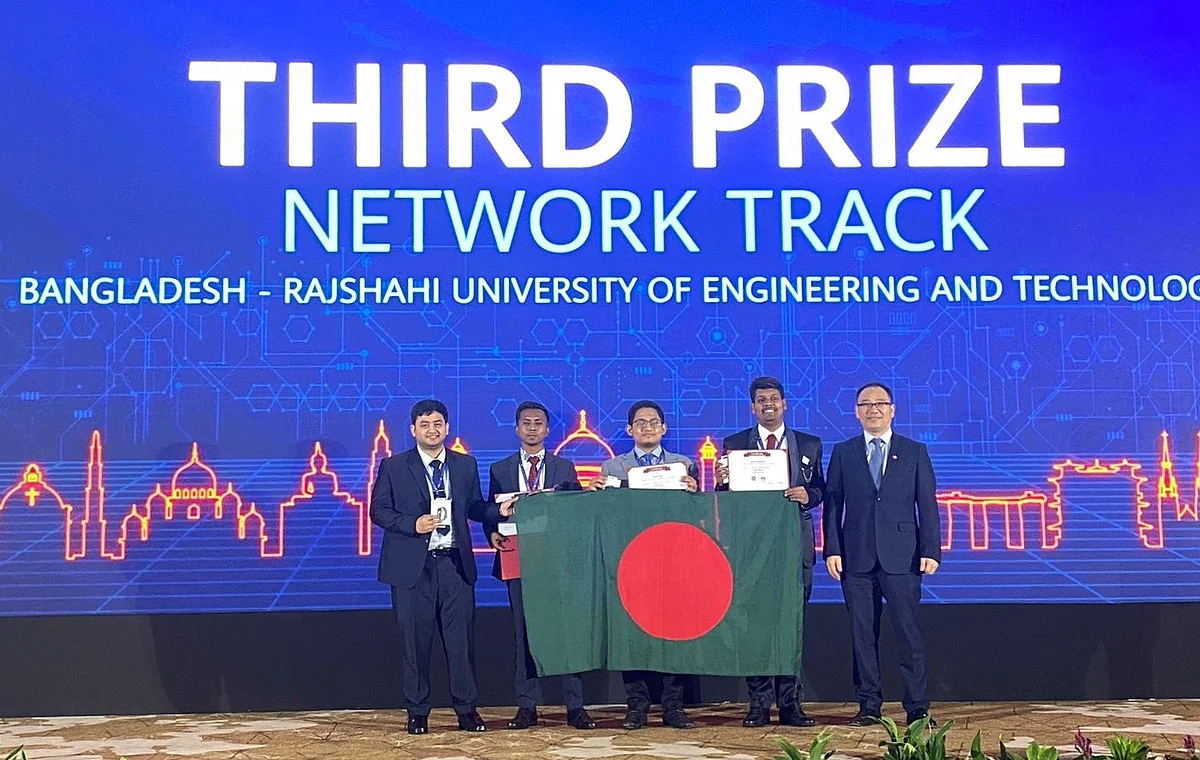 The team from the RUET that has clinched the third position in Huawei ICT Competition 2023-2024 APAC Round.