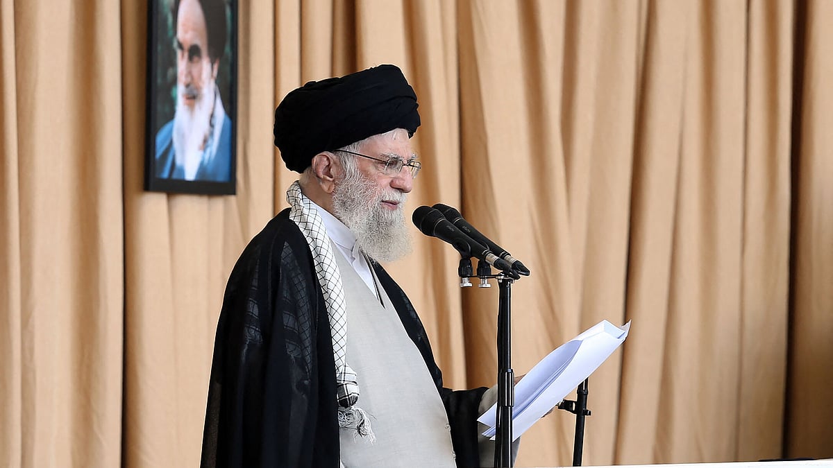 A handout picture provided by the Iranian Supreme Leader Ali Khamenei's office shows him speaking during the Friday prayer ceremony in Tehran on 4 October, 2024