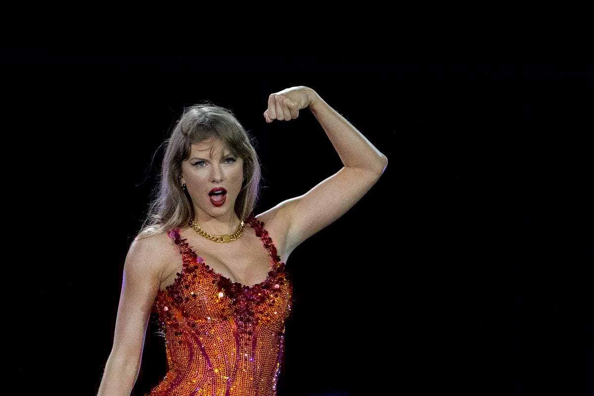 US singer Taylor Swift performs on stage during 'The Eras Tour' at the Hard Rock stadium in Miami Gardens, Florida, 18 October, 2024.