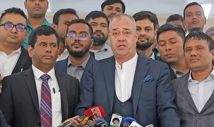 Toby Cadman, special advisor to the chief prosecutor of the International Crimes Tribunal (ICT), speaks to journalist in Dhaka on 27 January 2025.