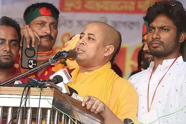 Bangladesh Sammilito Sanatan Jagran Jote spokesperson and former ISKCON leader Chinmoy Krishna Das Brahmachari