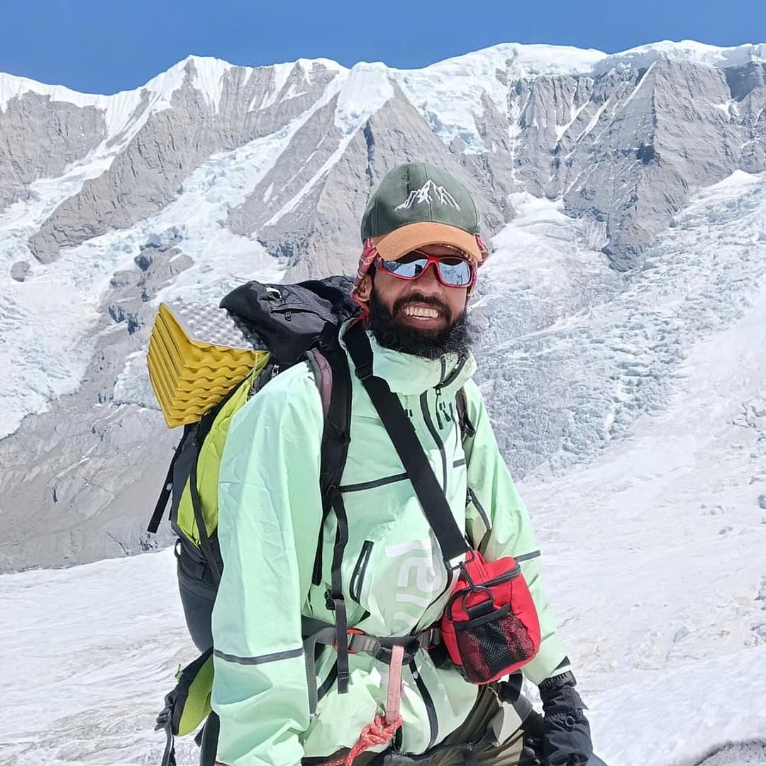 Photo shows mountaineer Babar Ali during the expedition of Mount Annapurna I.