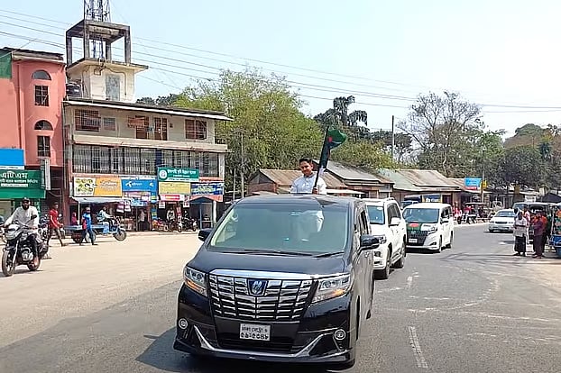 NCP leader Sarjis Alam visits Panchagarh with a motorcade, after formation of the party.