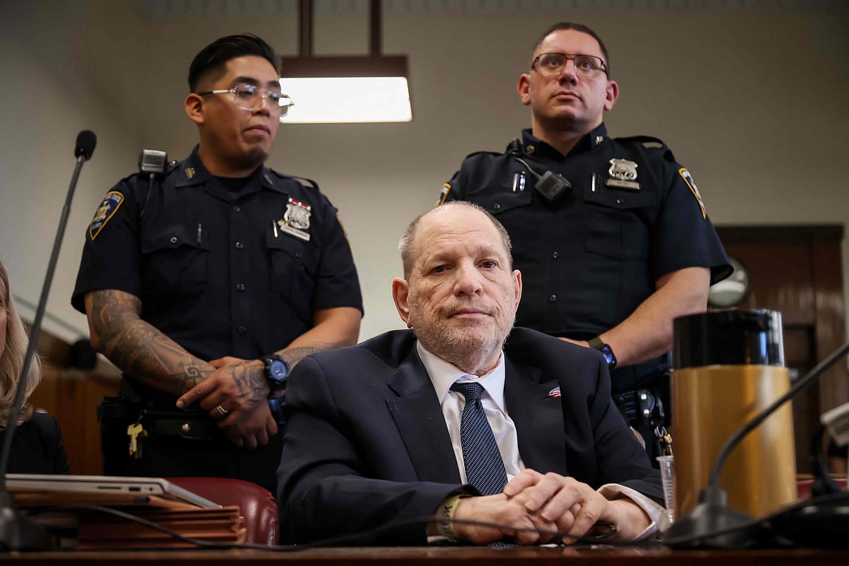 Former Hollywood film producer Harvey Weinstein appears in Manhattan Criminal Court during the rape and sexual assault trial against him in New York City on 30 April 2025.