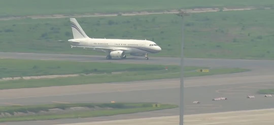 An air ambulance provided by Qatar's Emir carrying Khaleda Zia landed in Hazrat Shahjalal International Airport after 10:00 am