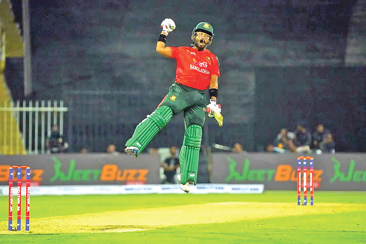 Parvez Hossain Emon after a century against UAE in Sharjah on 17 may 2025.