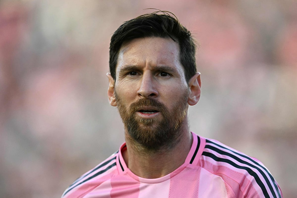 Inter Miami's Argentine forward #10 Lionel Messi looks on during the Major League Soccer match between Inter Miami CF and Orlando City SC at Chase Stadium in Fort Lauderdale, Florida, on 18 May, 2025.