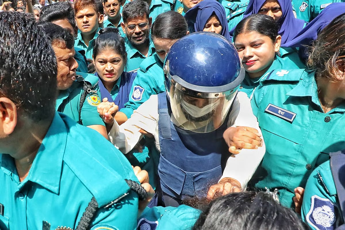 Actress Nusraat Faria at the CMM court in Dhaka on 19 May 2025.
