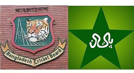 Logos of Bangladesh Cricket Board and Pakistan Cricket Board.