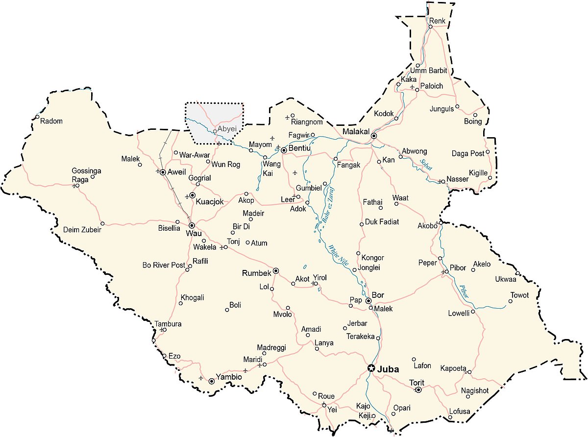 Map of South Sudan