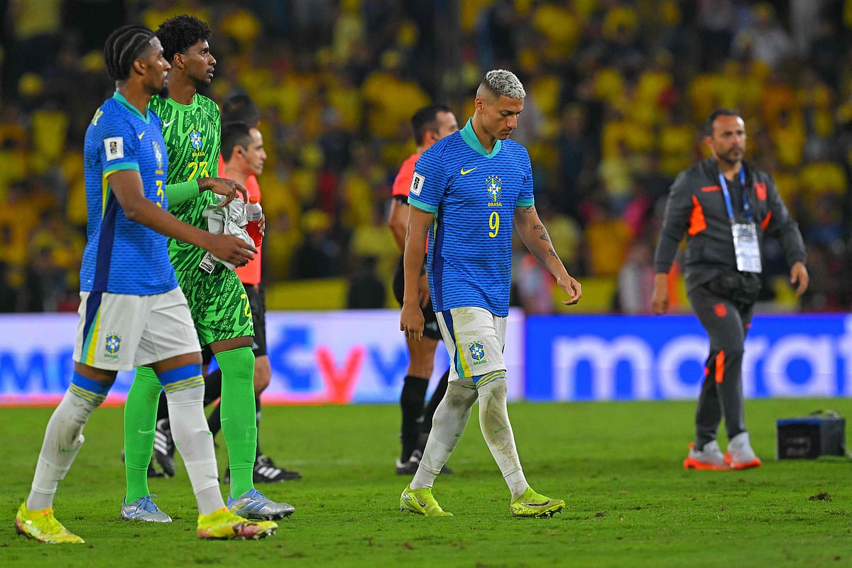 Brazil's forward #09 Richarlison leaves at the end of the 2026 FIFA World Cup South American qualifiers football match between Ecuador and Brazil at the Monumental Banco Pichincha stadium in Guayaquil, province of Guayas, Ecuador on 5 June, 2025