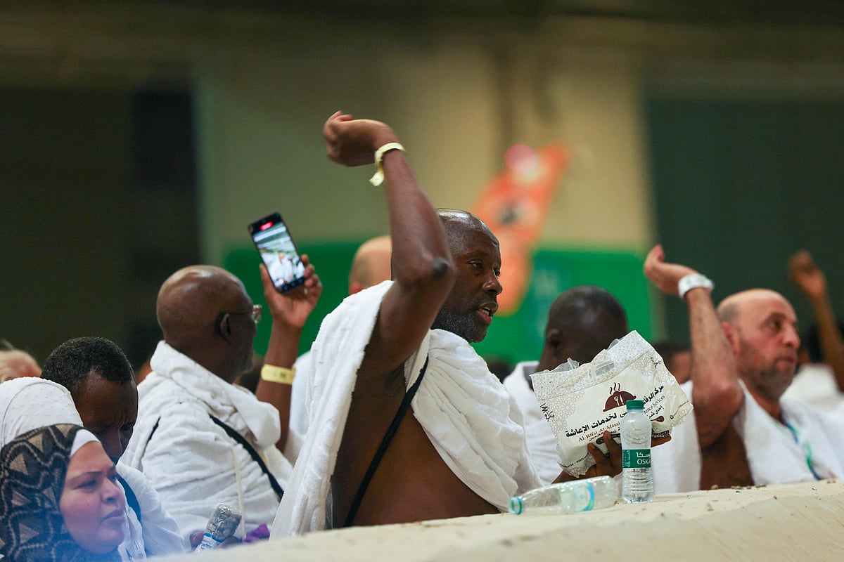 Muslim pilgrims perform the symbolic 'stoning of the devil' ritual as part of the hajj pilgrimage in Mina on 6 June, 2025