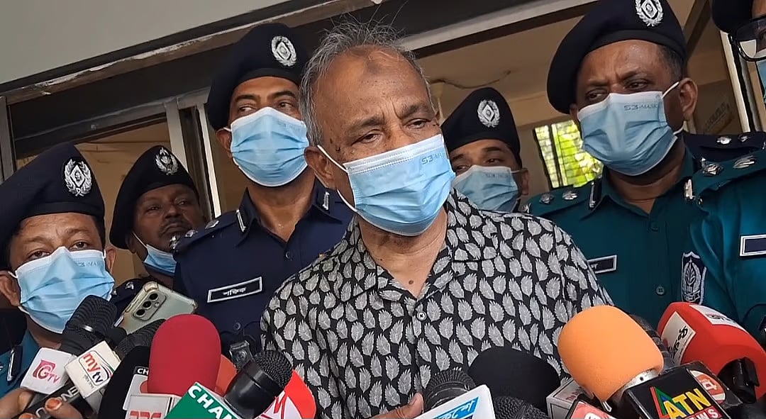 Home affairs adviser Md Jahangir Alam Chowdhury talks to the media