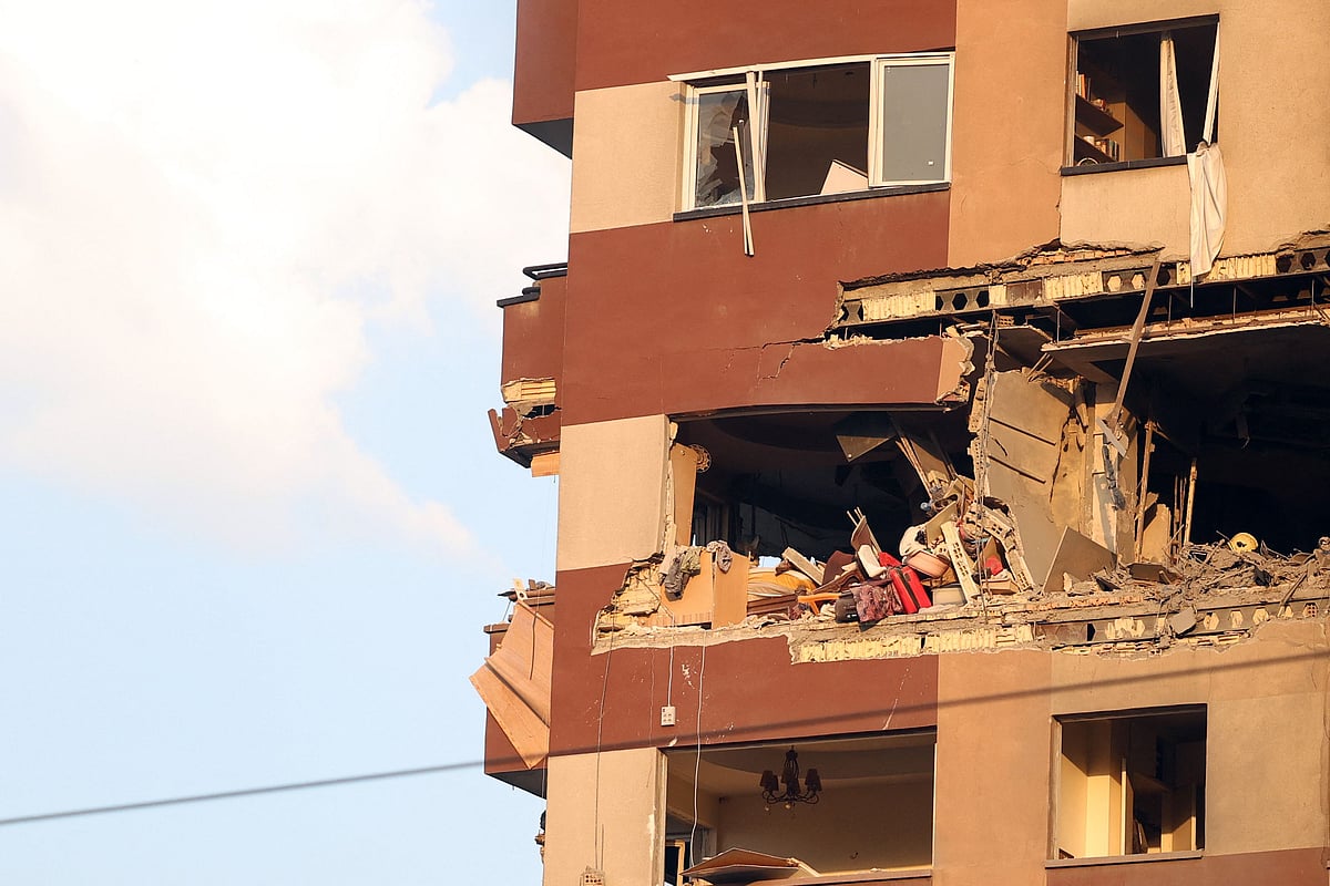 A picture taken on June 13, 2025 shows a partial view of a destroyed apartment in a building targeted by an Israeli strike on the Iranian capital Tehran early in the morning.