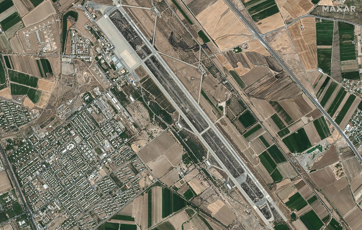 This handout satellite image released by Maxar Technologies on June 17, 2025 shows an overview of Mashhad airfield, Iran on 17 June 2025.