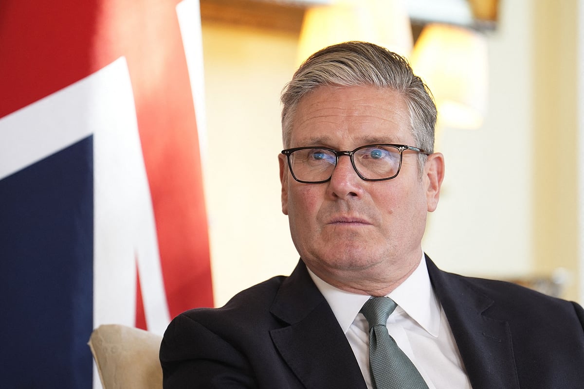 Britain's Prime Minister Keir Starmer sits down with Bahrain's Crown Prince Salman bin Hamad al-Khalifa (not pictured), ahead of bilateral talks inside 10 Downing Street, London on 19 June 2025.