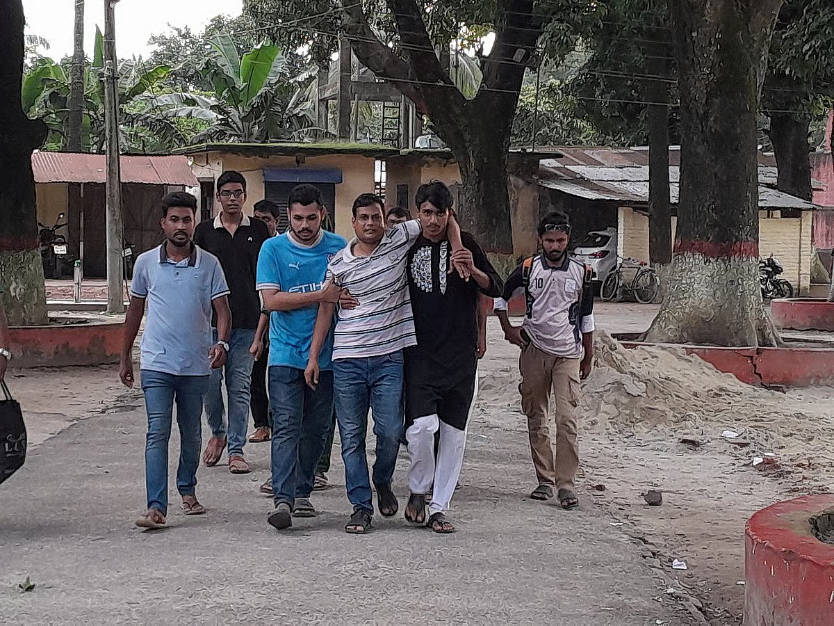 Begum Rokeya University's teacher Mahmudul Haque walks out of jail in Rangpur on 22 June.