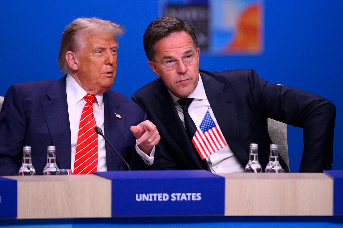 US President Donald Trump and NATO Secretary General Mark Rutte speak at the start of a NATO leaders summit in The Hague, Netherlands 25 June, 2025