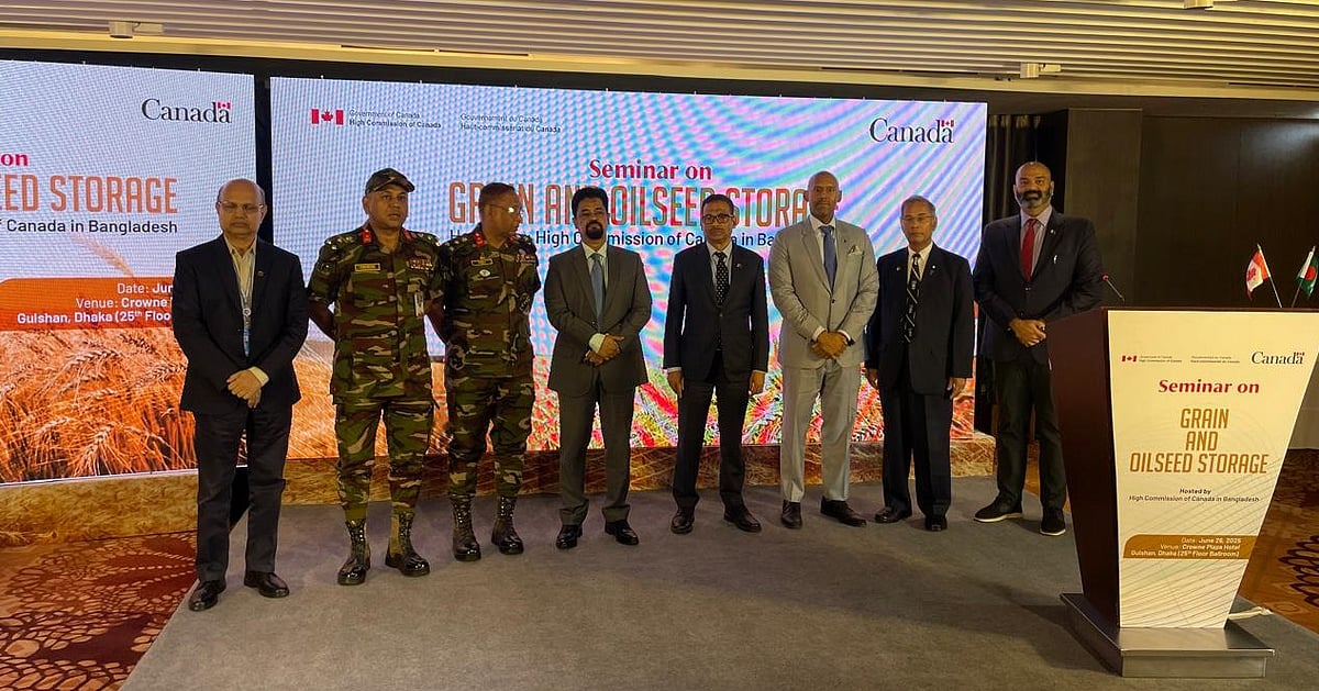 Guests at a seminar organised by High Commission of Canada in Bangladesh on 26 June 2025, focused on improving storage practices for grain and oilseeds.