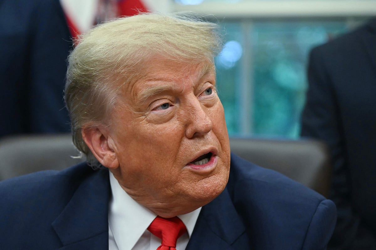 US President Donald Trump speaks during a meeting with Democratic Republic of the Congo Foreign Minister Thérèse Kayikwamba Wagner and Rwandan Foreign Minister Olivier Nduhungirehe (not pictured) in the Oval Office of the White House in Washington, DC, on 27 June, 2025.