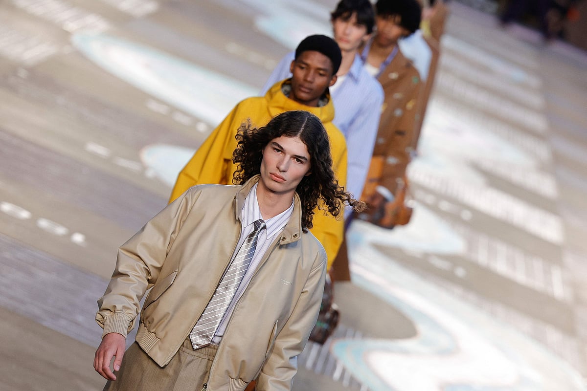 Models present creations by Louis Vuitton for the Menswear Ready-to-wear Spring-Summer 2026 collection as part of the Paris Fashion Week in Paris, on 24 June, 2025.