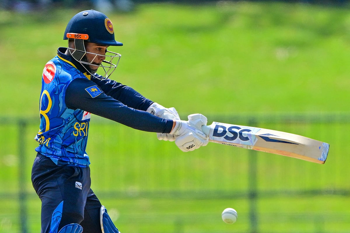 Sri Lanka's Pathum Nissanka plays a shot during the third and final one-day international (ODI) cricket match between Sri Lanka and Bangladesh at the Pallekele International Cricket Stadium in Kandy on July 8, 2025