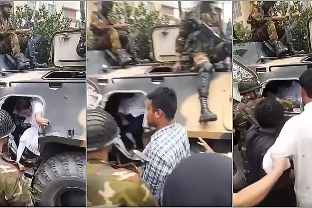 The viral videos show central NCP leaders, including convenor Nahid Islam, member secretary Akhtar Hossain, chief organizer (south) Hasnat Abdullah, and chief organizer (north) Sarjis Alam boarding on APCs